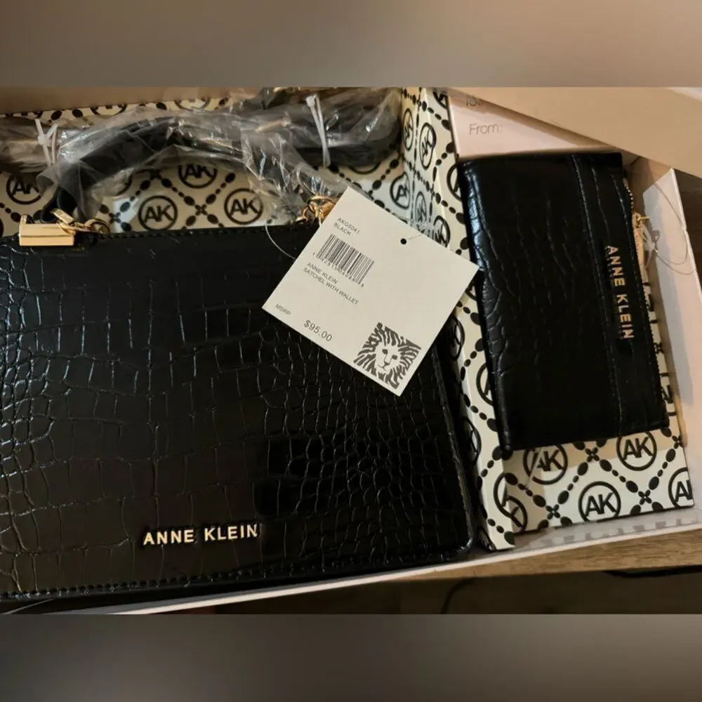 ANNE KLEIN Black Satchel with Wallet AKG5041 New in Box / with Tag MSRP $95